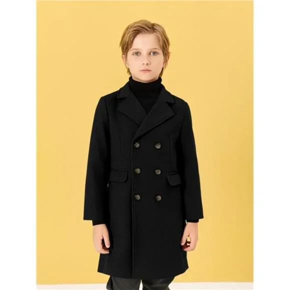 Boys Dress Coats Double Breasted Trench Coat Winter Pea Coat